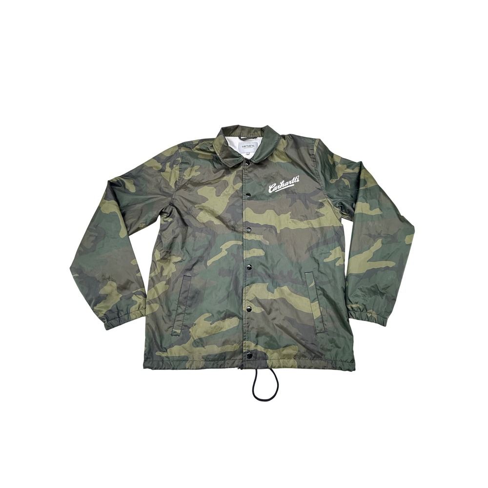 Carhartt WIP Coach Jacket Mens Medium Camo Green Windbreaker Snap Front